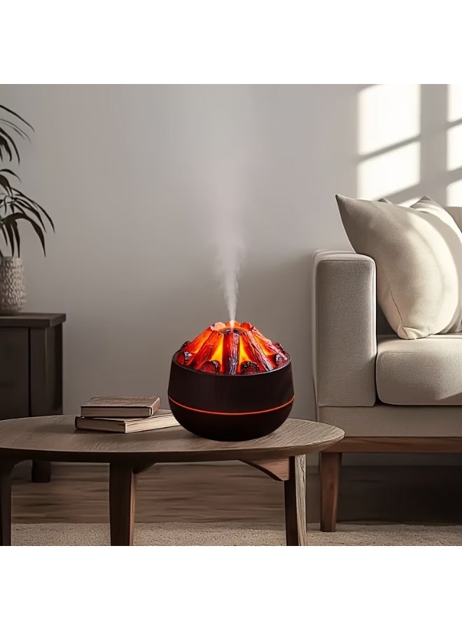 HIAS Elegant Charcoal Fire Humidifier, Carbon Fire Cool Mist with Wood Grain – Ultra-Quiet 200ml Desktop Humidifier for Bedroom Office - Image 4
